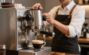موزع قهوة احترافي يوزع البن المطحون بالتساوي داخل بورتافلتر مكينة إسبريسو.